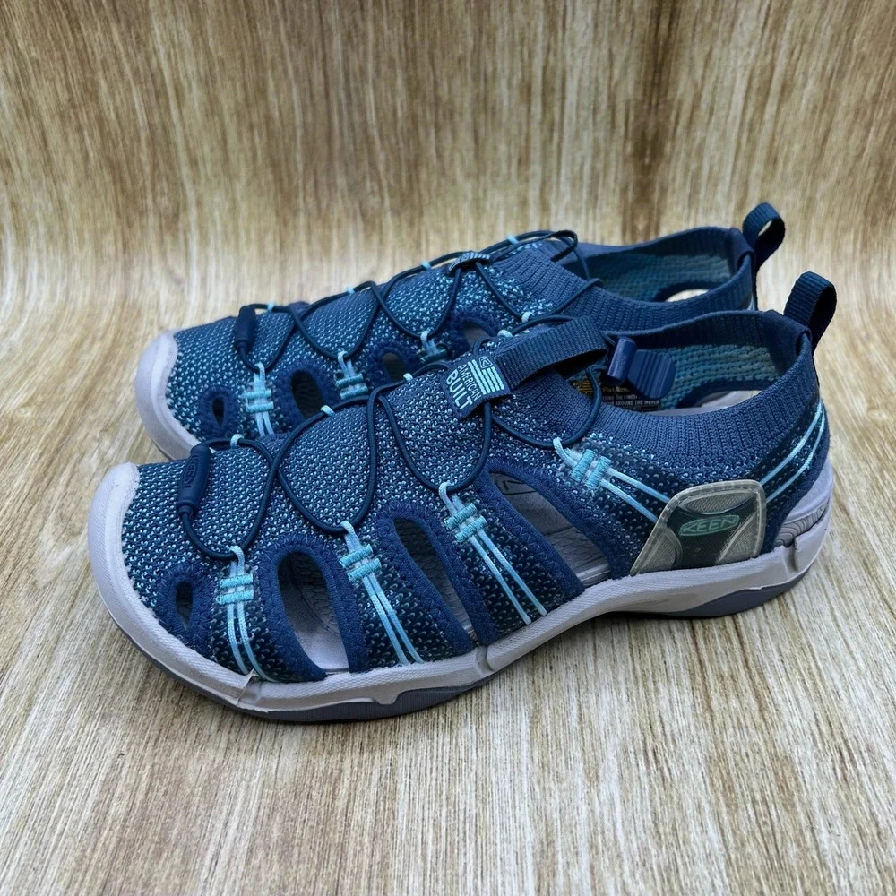 KEEN Evofit One Water Sandals Women's Size 7 Blue Knit Bungee Hiking Shoes